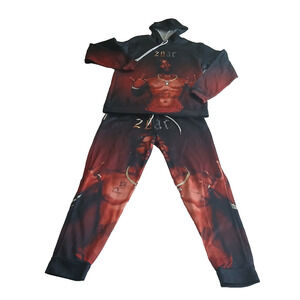 Men’s Track Pants Large Black Graphic Hip Hop Streetwear Rap Jogger Urban Style